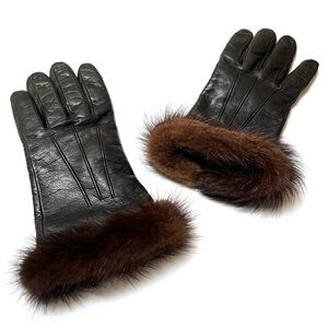 Vintage Fur Trimmed Leather Gloves